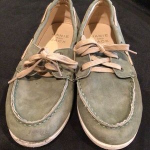 Janie & Jack Suede Boat Shoes Loafers Olive Green size 2